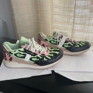 Dolce & Gabbana black pink green leopard sneakers rubber shoes leather 37 tan 7